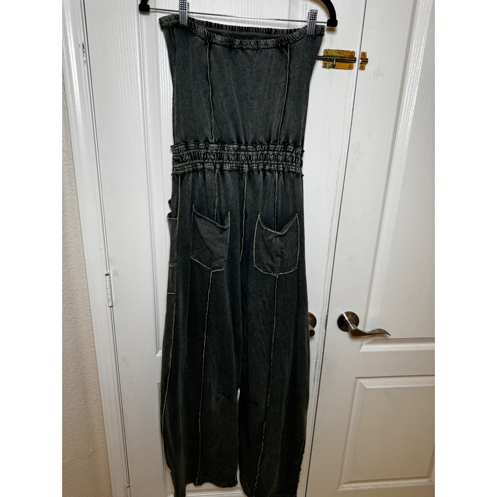 Free People FP One Kaiden Strapless Wide Leg Jumpsuit Smocked Waist Medium - Picture 7 of 9